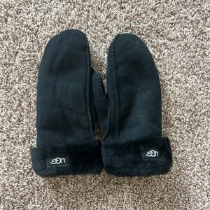 UGG Black Mittens with Plush Trim